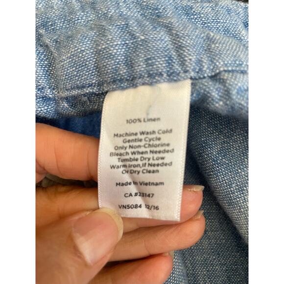 TALBOTS Women 2P 100% LINEN PANTS Blue Belt Loops Front Zip Comfy Travel Pockets - Picture 4 of 7